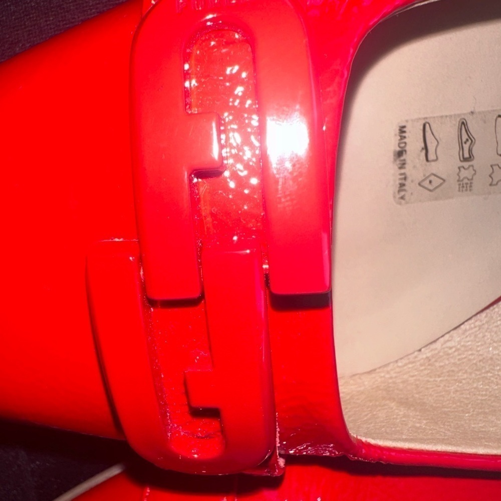 FURLA Red Patent Leather Flat Loafers with FURLA logo embellishment size 8 - Picture 4 of 9